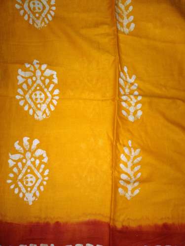 Yellow Batik Print Saree